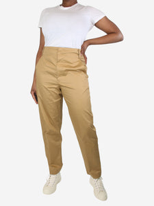 Isabel Marant Tan satin cotton trousers - size UK 12