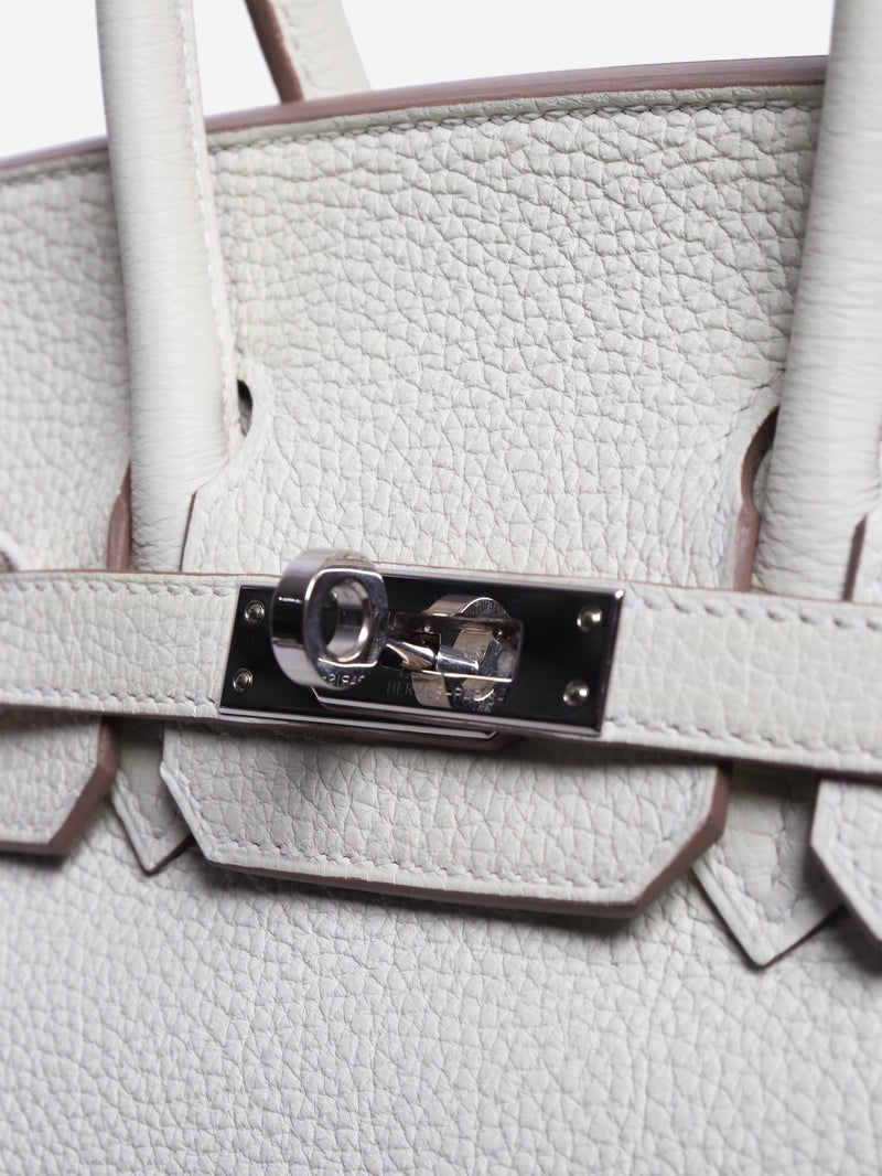 White Birkin 25 Togo palladium-hardware handbag Top Handle Bags Hermes 