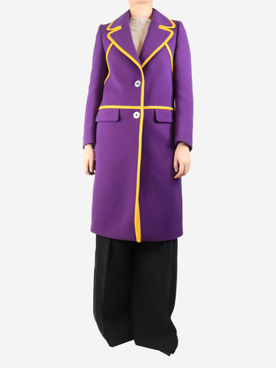 Purple contrast-piped coat - size UK 10 Coats & Jackets Prada 