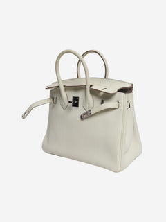 White Birkin 25 Togo palladium-hardware handbag Top Handle Bags Hermes 