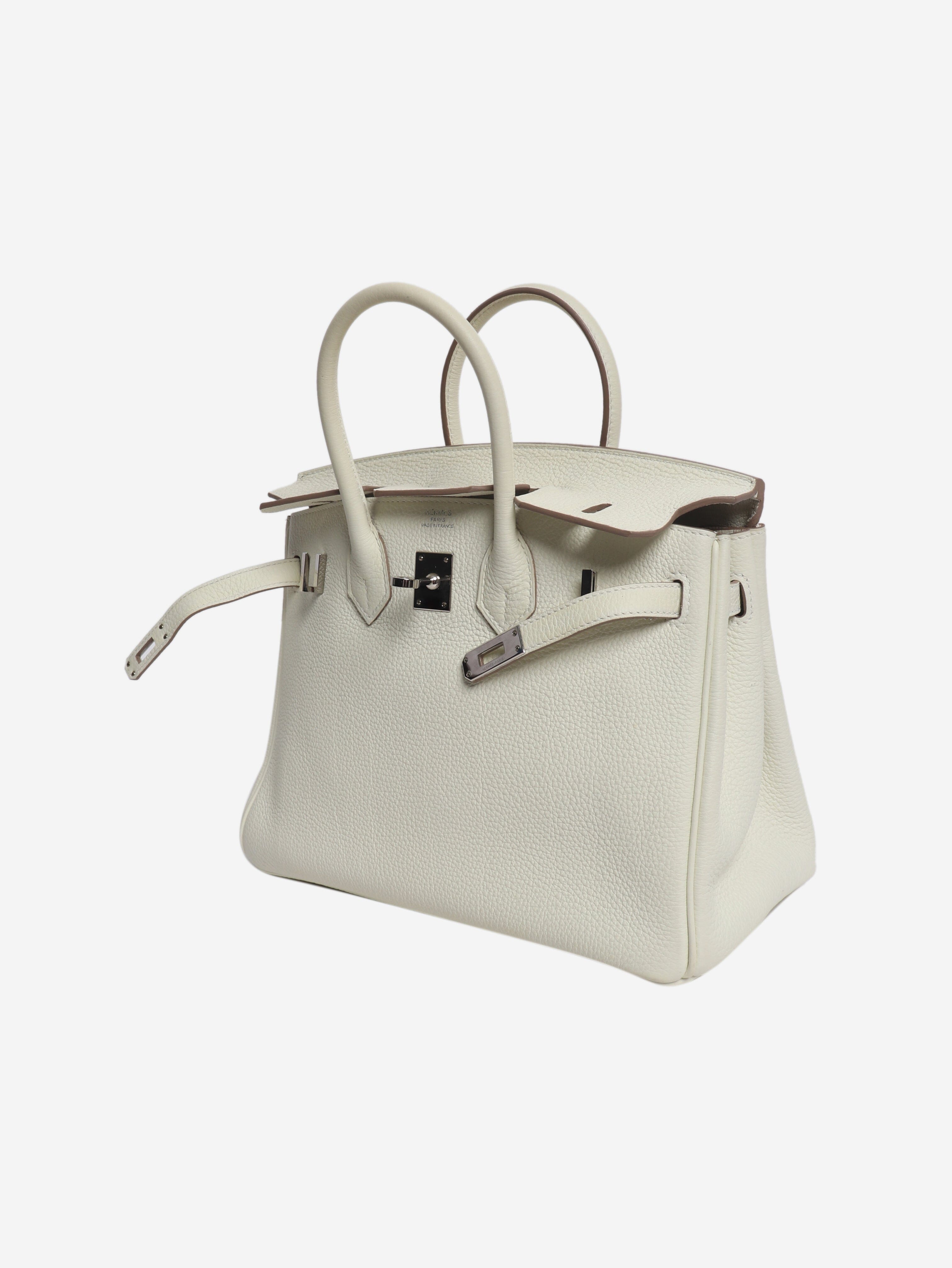 White Birkin 25 Togo palladium-hardware handbag Top Handle Bags Hermes 