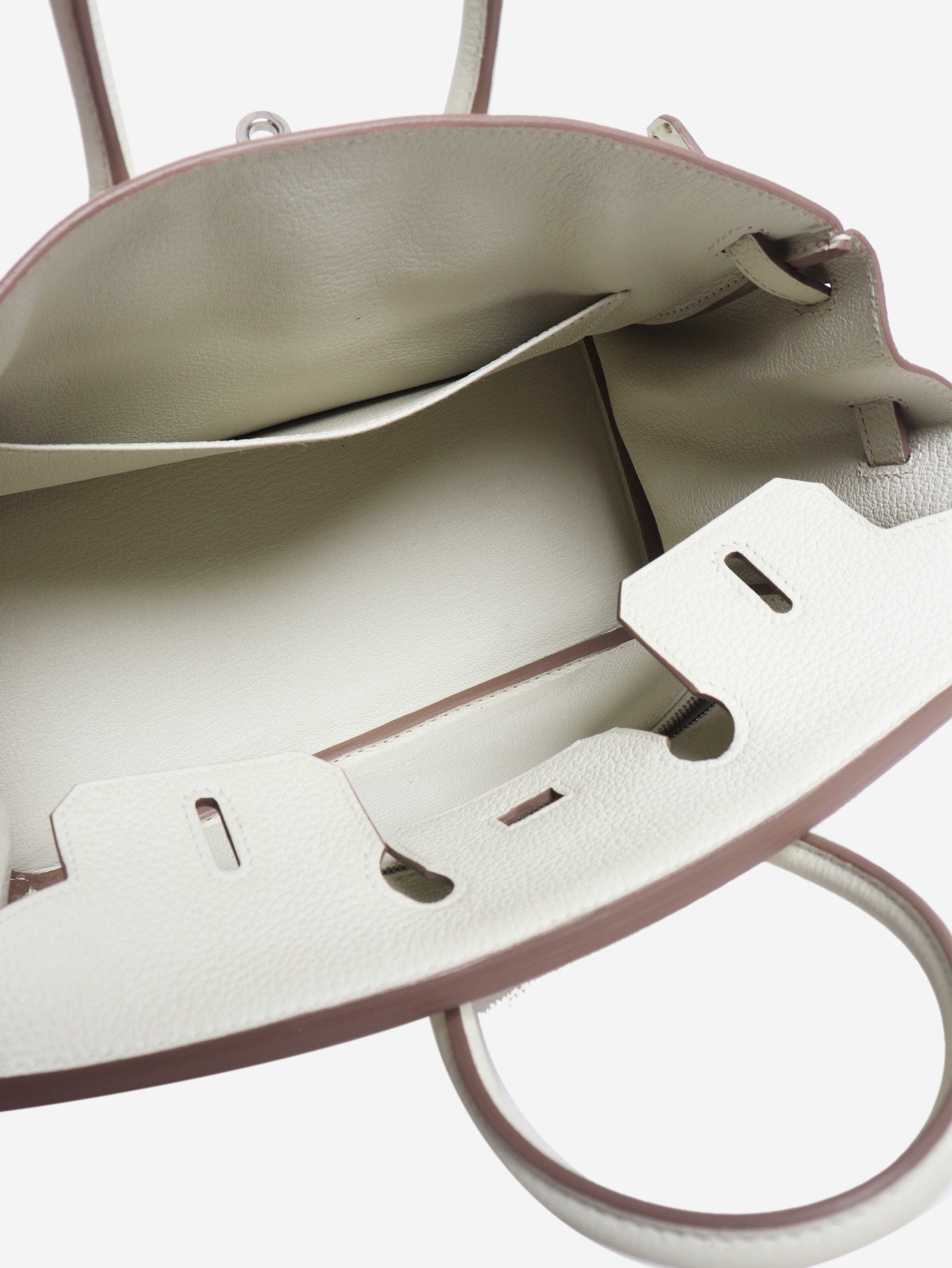 White Birkin 25 Togo palladium-hardware handbag Top Handle Bags Hermes 