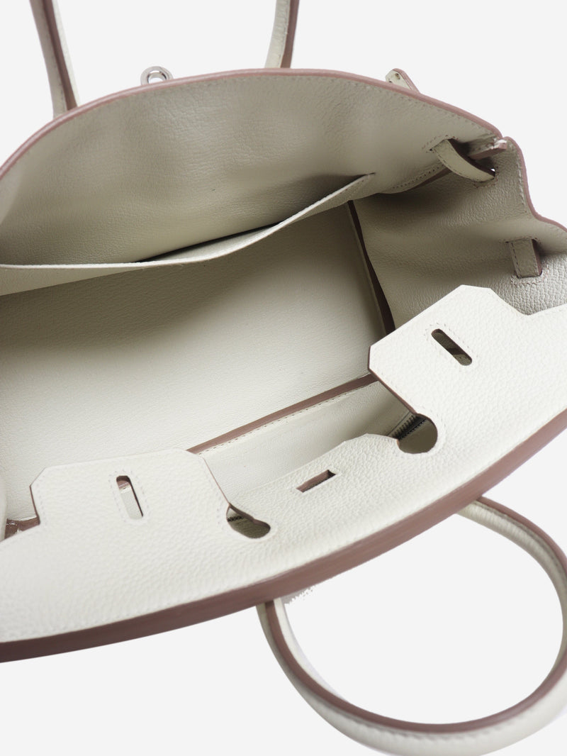 White Birkin 25 Togo palladium-hardware handbag Top Handle Bags Hermes 
