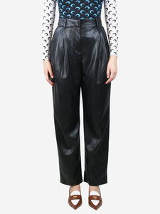 MSGM Black faux-leather straight-leg trousers - size UK 8