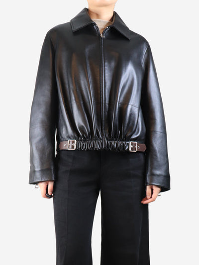 Black belted leather jacket - size UK 10 Coats & Jackets Loewe 