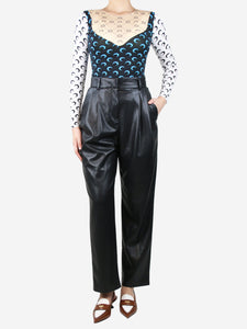 MSGM Black faux-leather straight-leg trousers - size UK 8