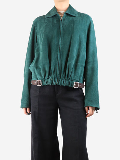 Green belted suede jacket - size UK 10 Coats & Jackets Loewe 