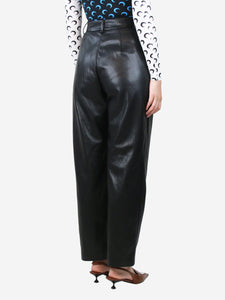 MSGM Black faux-leather straight-leg trousers - size UK 8