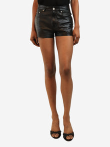 Black leather shorts - size UK 6 Shorts Saint Laurent 