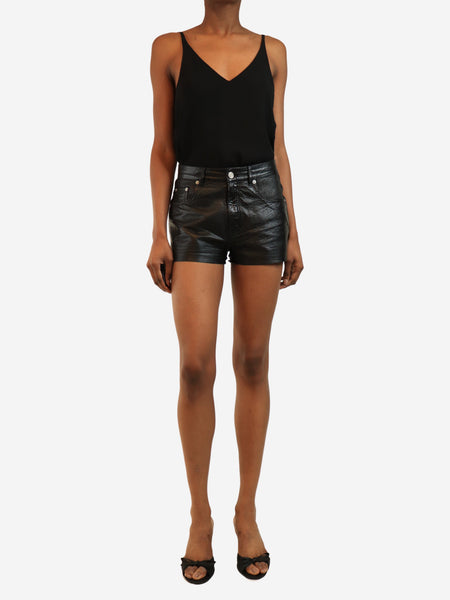 Black leather shorts - size UK 6 alternate image