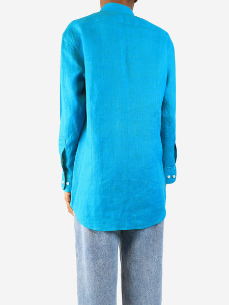 Teal linen shirt - size UK 6 alternate image