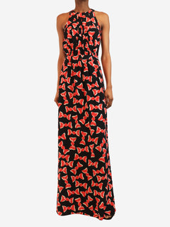 Black and red sleeveless candy printed maxi dress - size UK 8