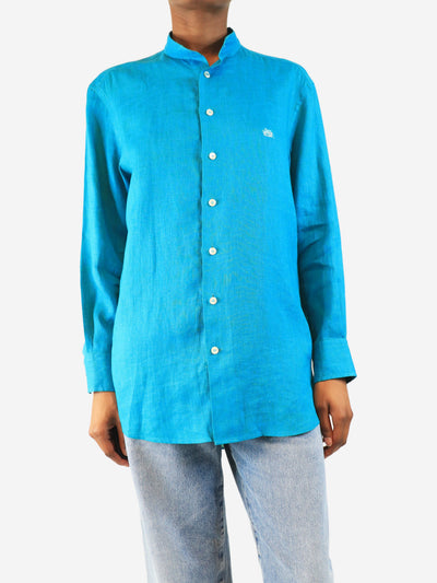 Teal linen shirt - size UK 6 Tops Etro 