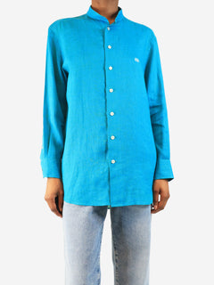 Teal linen shirt - size UK 6 Tops Etro 