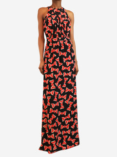 Black and red sleeveless candy printed maxi dress - size UK 8
