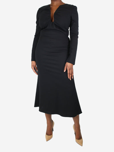 Black long-sleeved stretch cady midi dress - size UK 12 Dresses Roland Mouret 