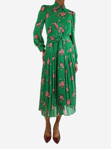 Kitri Green and pink floral midi dress - size UK 6