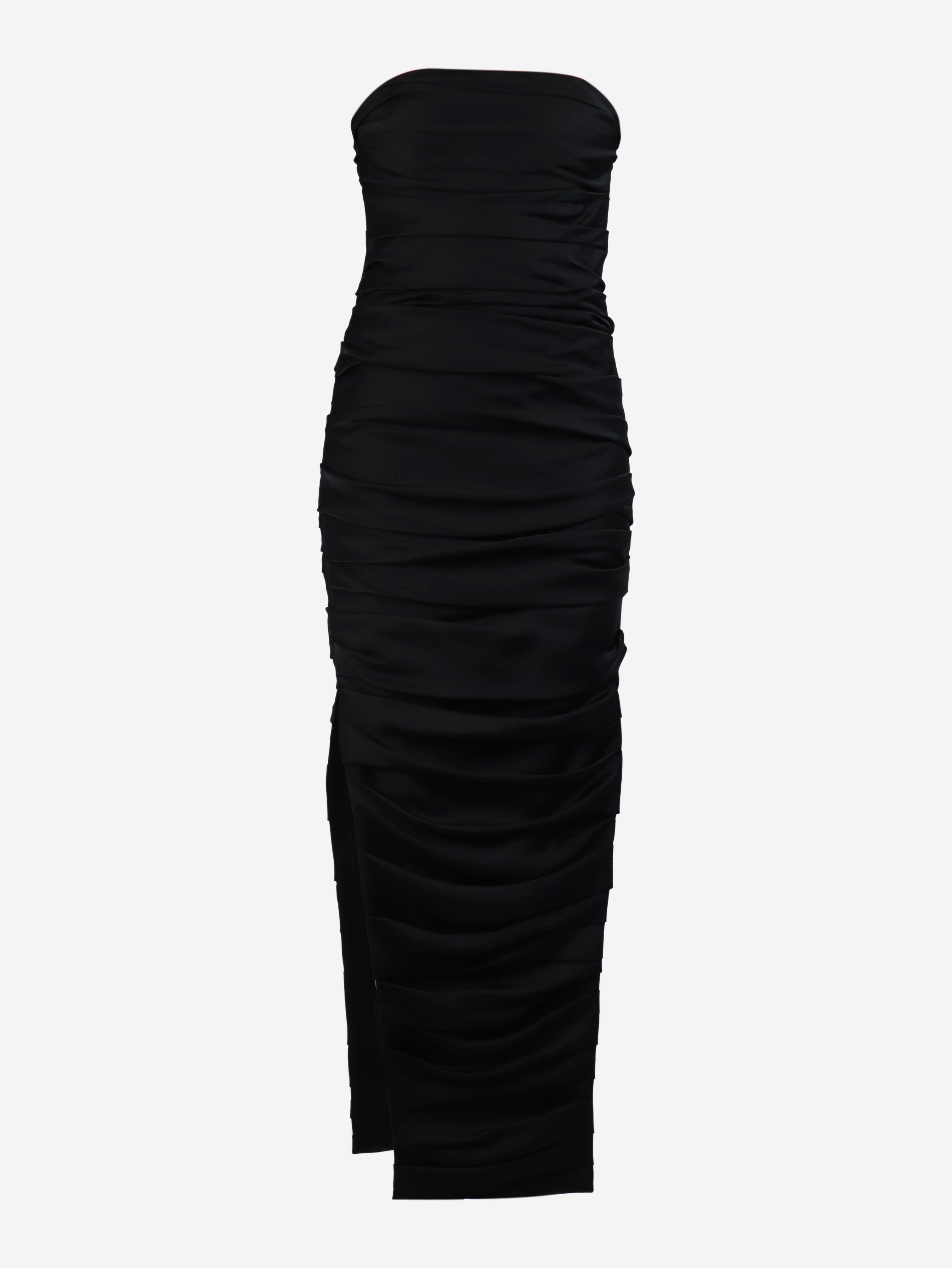 Black strapless ruched midi dress - size UK 6 Dresses Khaite 