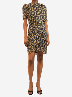 Multi circle printed mini dress - size UK 8