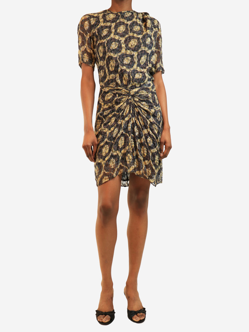 Multi circle printed mini dress - size UK 8