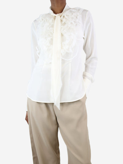 Cream lace-frill shirt blouse - size UK 6 Tops Ermanno Scervino 