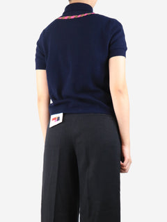 Navy cashmere short sleeved top - size UK 8 Knitwear Chanel 