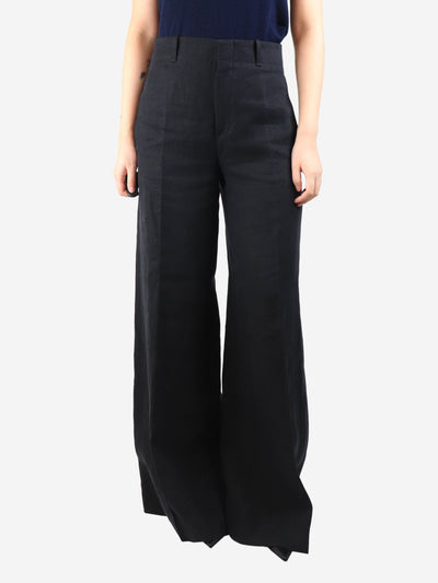 Black linen wide-leg trousers - size UK 12 Trousers Chloe 