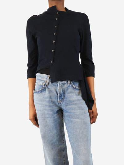 Navy asymmetrical button-up top - size M Tops Morgane Le Fay 