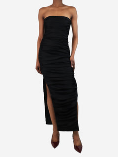 Black strapless ruched midi dress - size UK 6 Dresses Khaite 