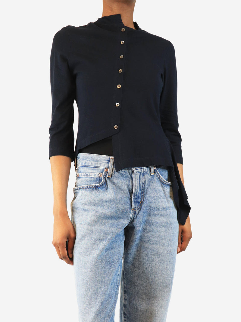 Navy asymmetrical button-up top - size M Tops Morgane Le Fay 