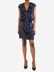 Lanvin Slate grey ruffled dress - size UK 10