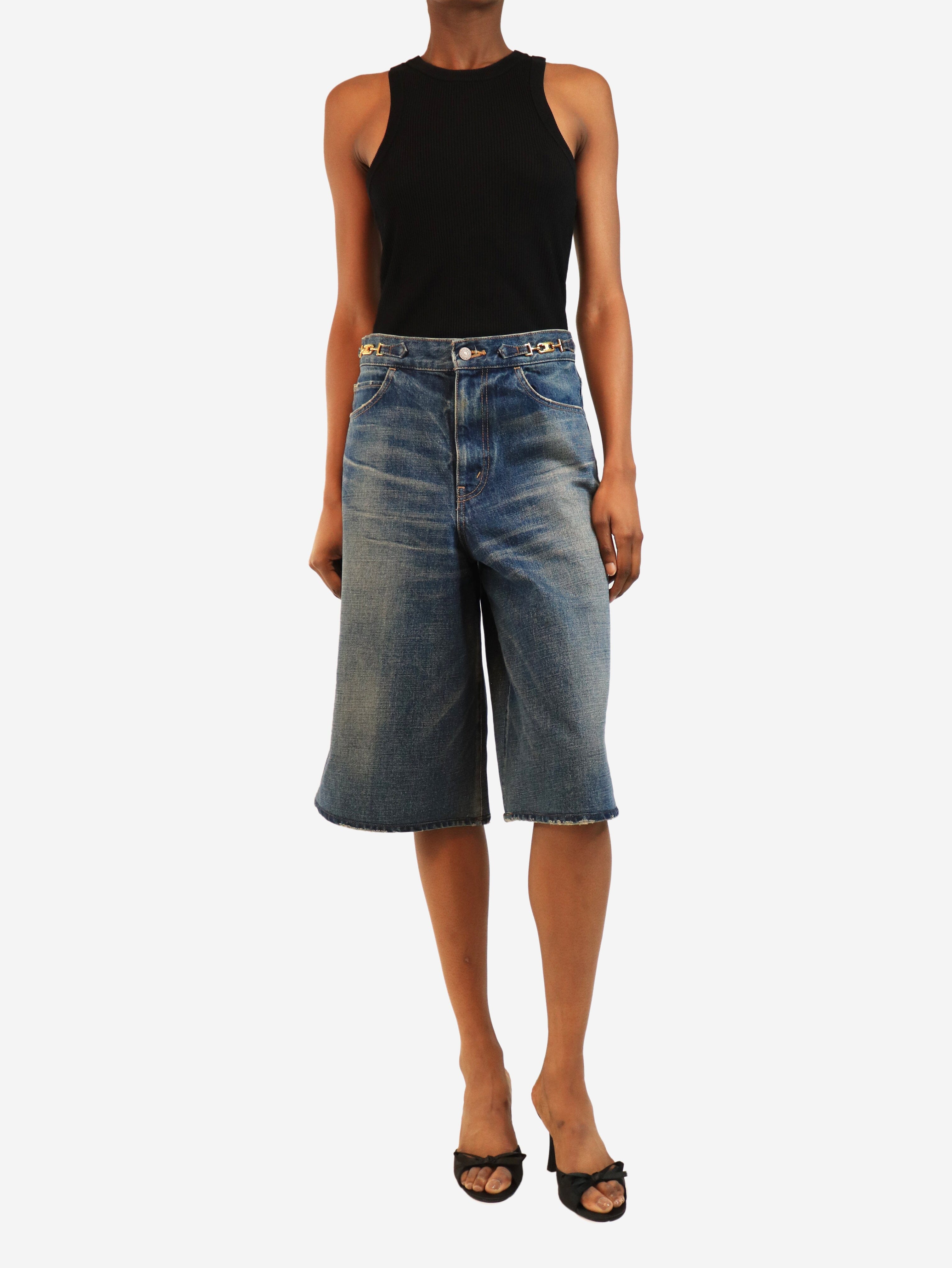 Blue Triomphe denim shorts - size UK 8 Denim Celine 