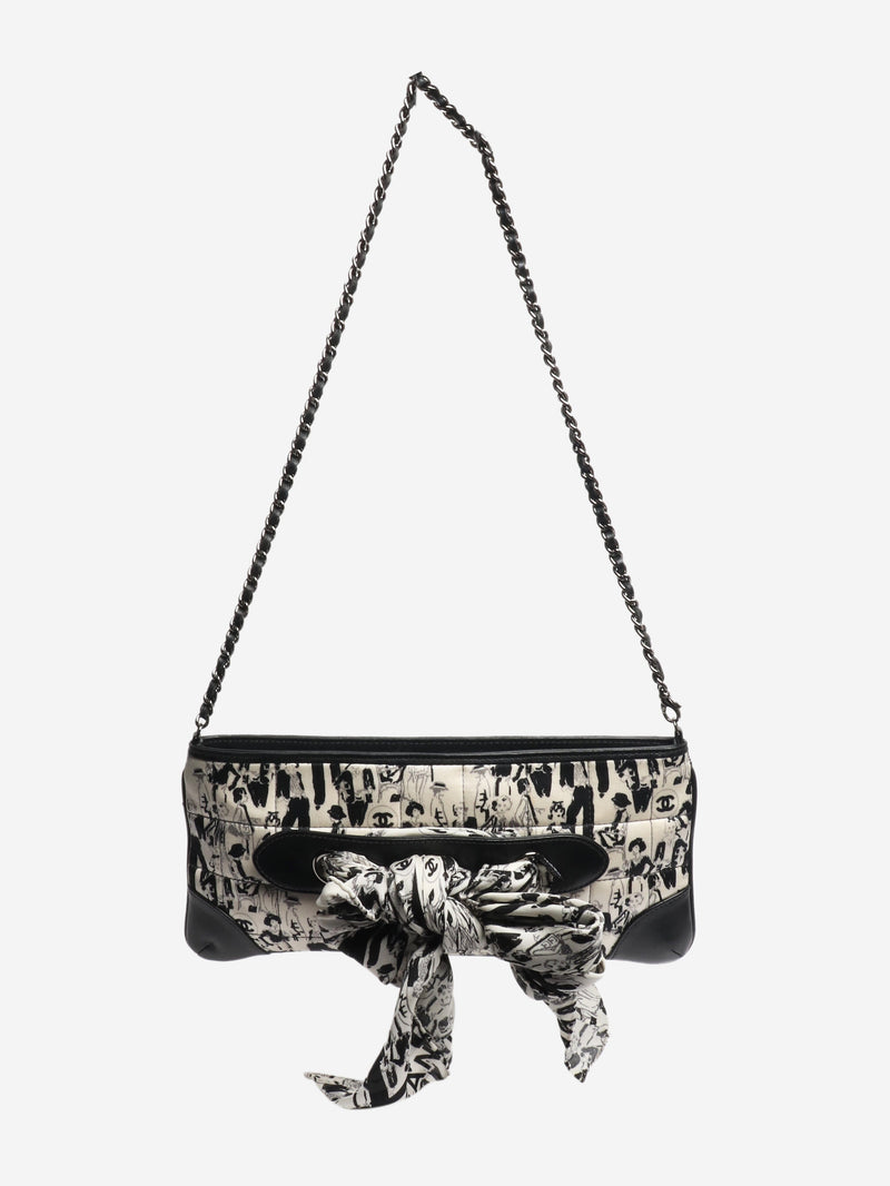 Black and white 2003 Mademoiselle choco bar quilted scarf bag Shoulder bags Chanel 