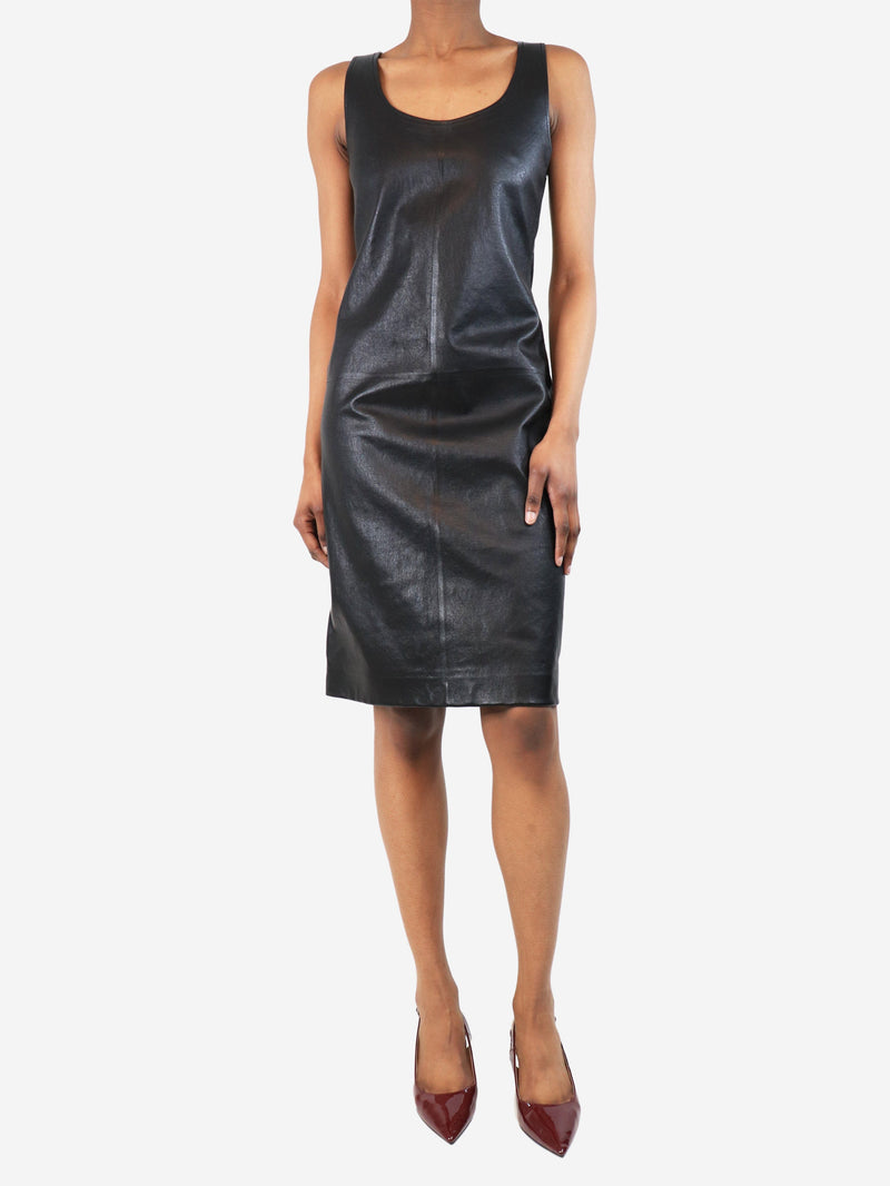 Black leather mini dress - size UK 6 Dresses Bottega Veneta 