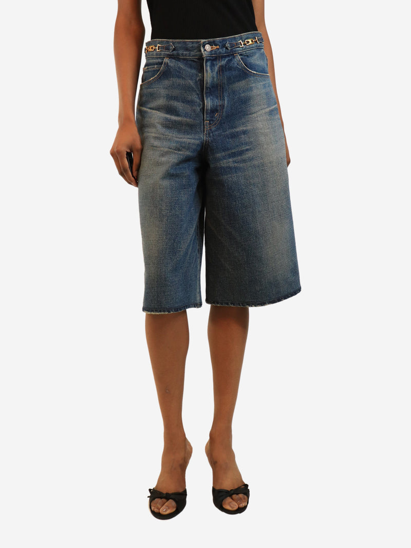 Blue Triomphe denim shorts - size UK 8 Denim Celine 