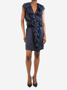 Lanvin Slate grey ruffled dress - size UK 10
