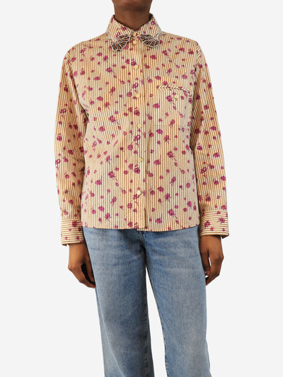 Brown striped floral shirt - size S Tops Chloe 