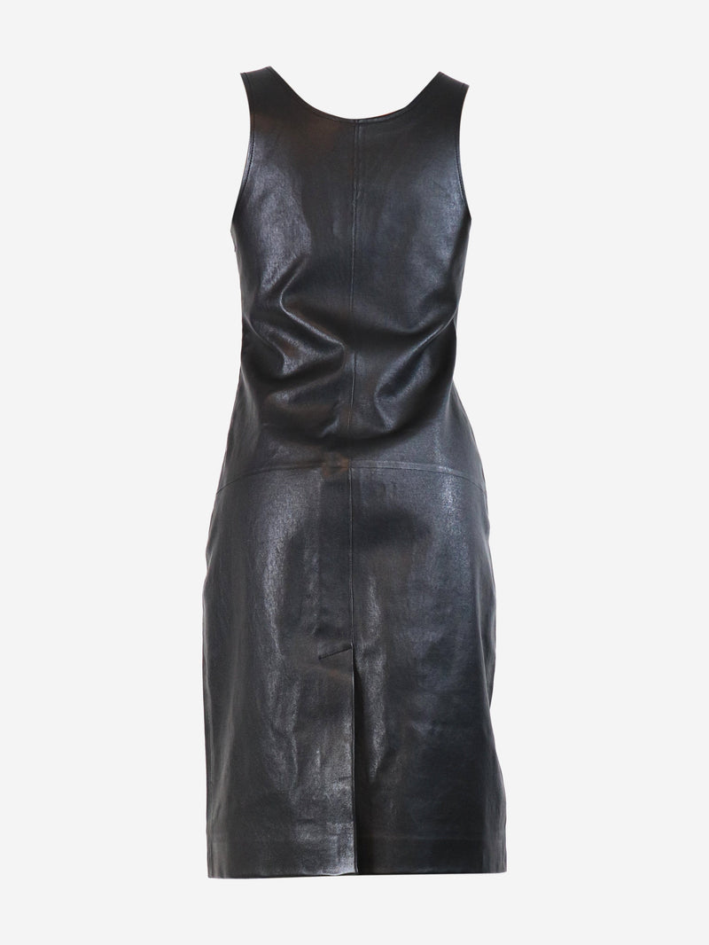 Black leather mini dress - size UK 6 Dresses Bottega Veneta 