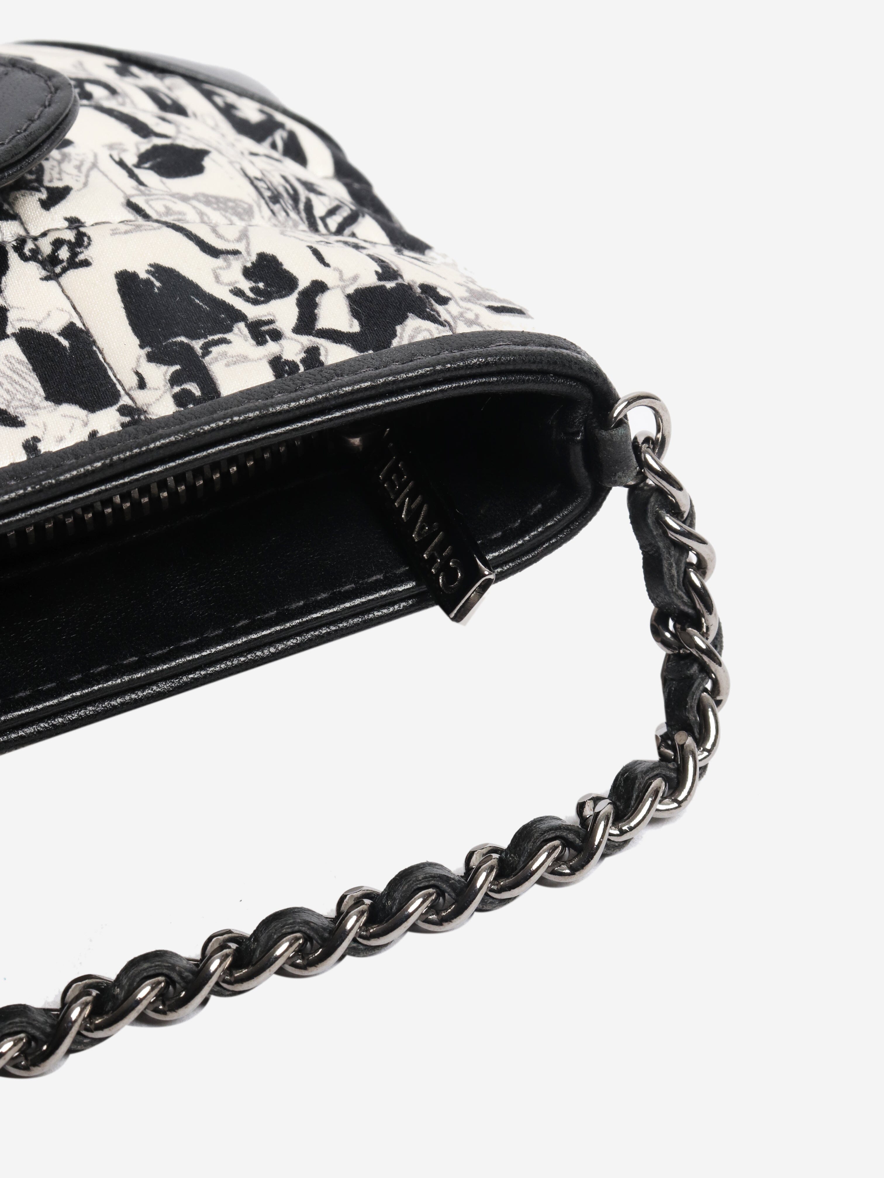 Black and white 2003 Mademoiselle choco bar quilted scarf bag Shoulder bags Chanel 