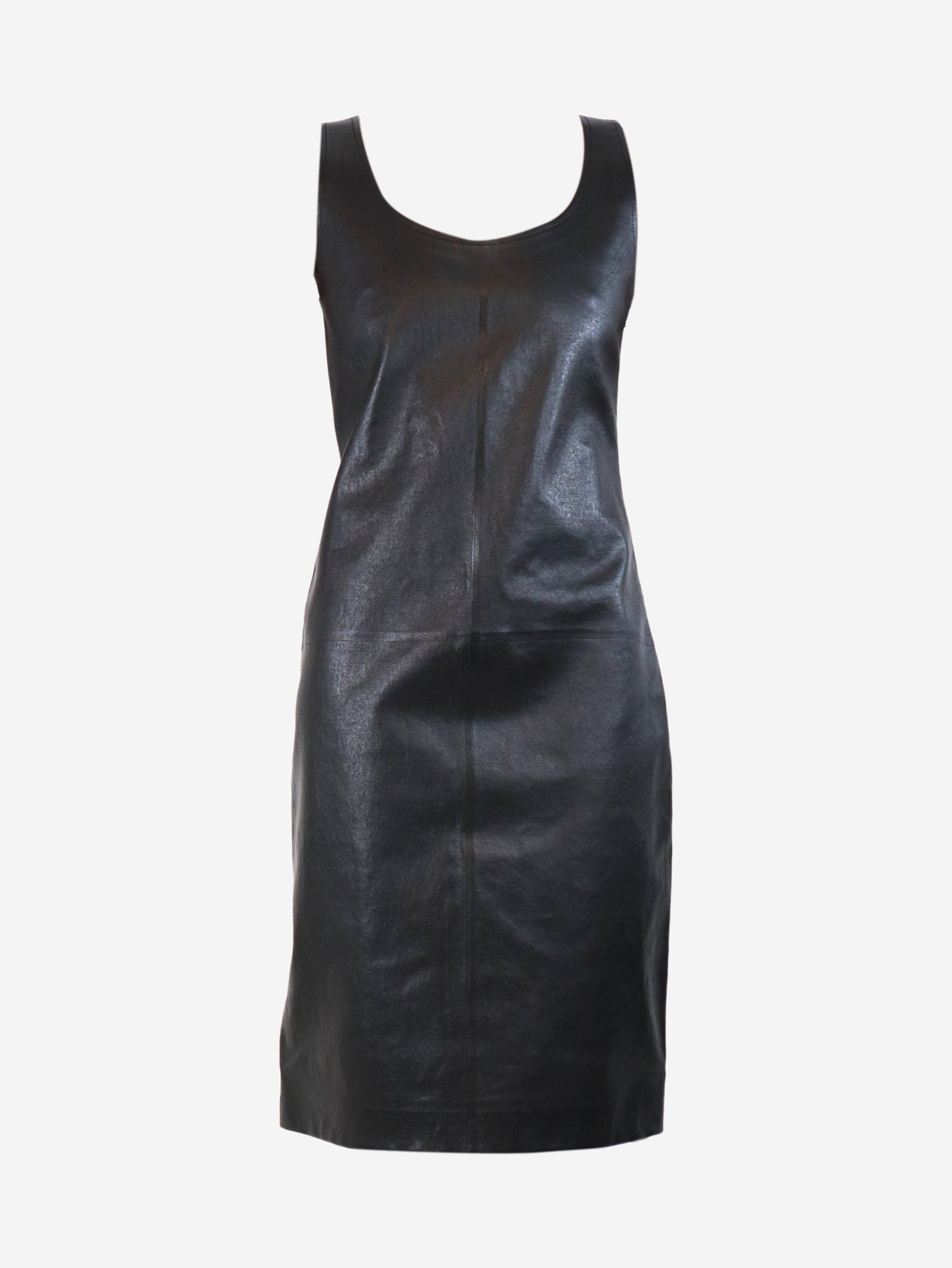 Black leather mini dress - size UK 6 Dresses Bottega Veneta 