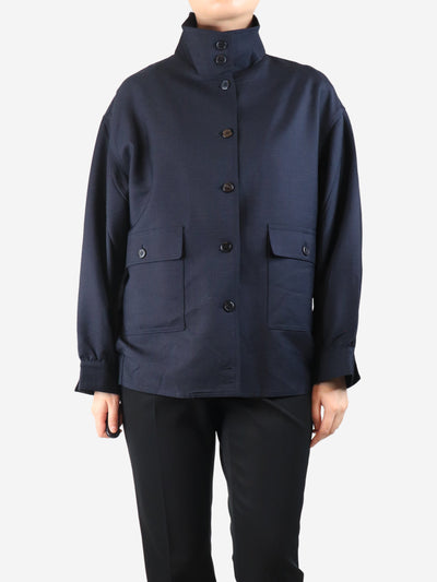 Navy mohair and wool-blend shacket - size UK 6 Coats & Jackets Prada 