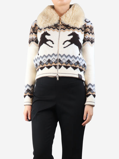 Cream fair isle intarsia cardigan - size S Knitwear Stella McCartney 
