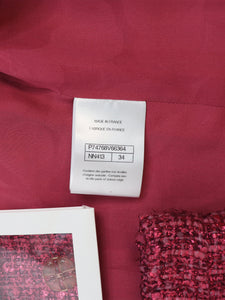 Chanel Pink tweed jacket and slit skirt set - size UK 6