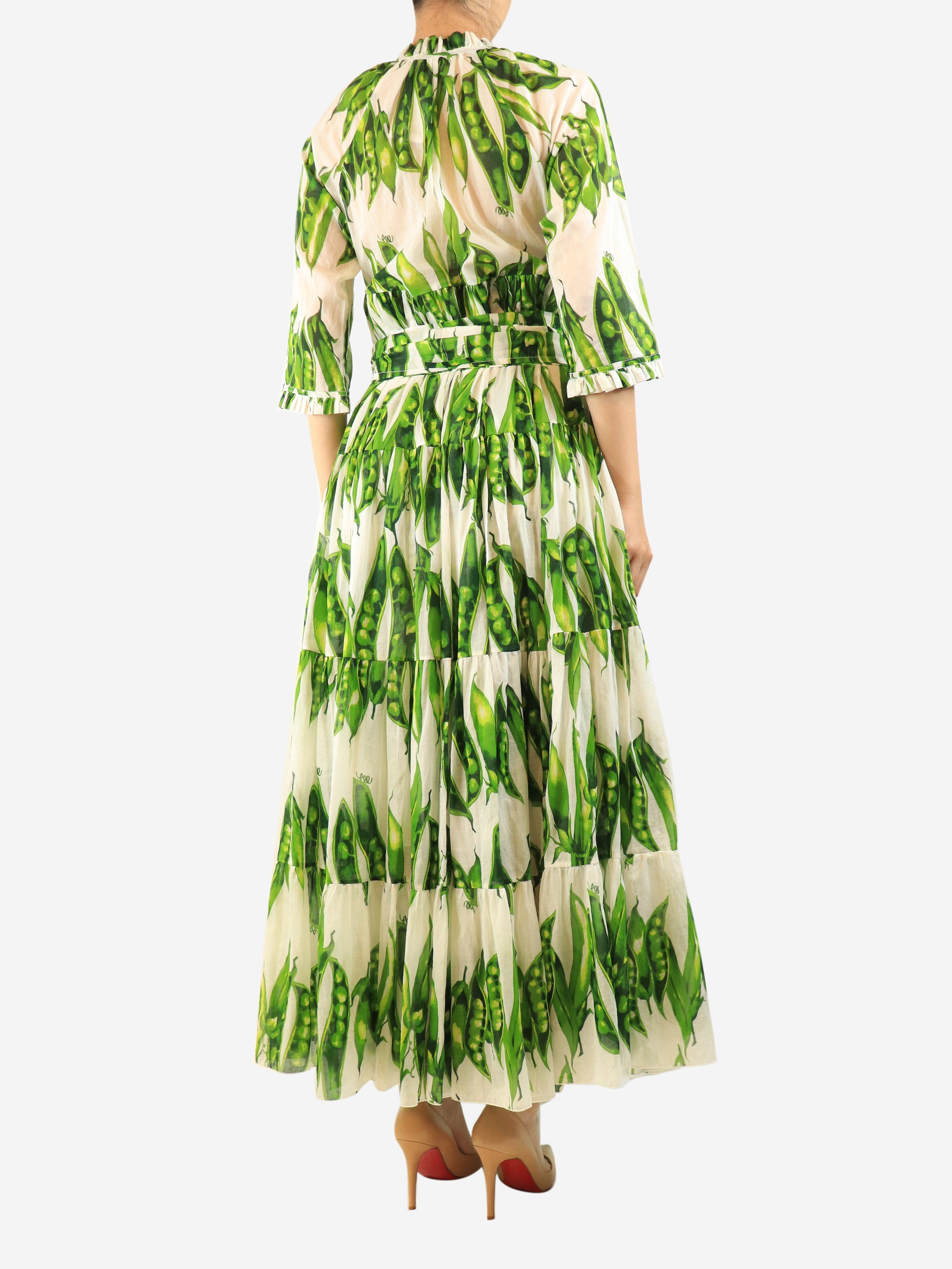 Green pea pod maxi dress - size UK 8 Dresses Samantha Sung 