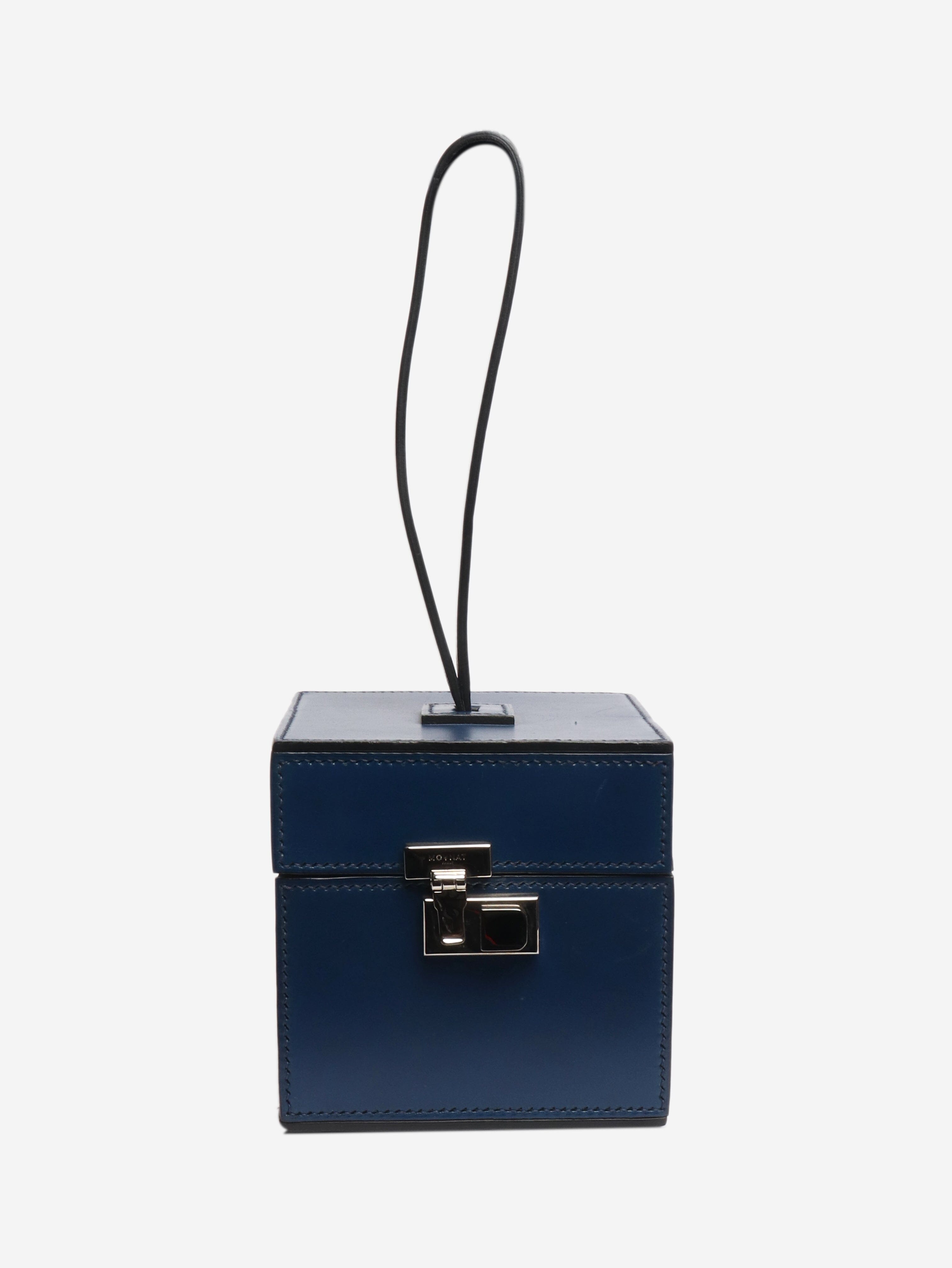 Navy leather box bag Clutch bags Moynat 