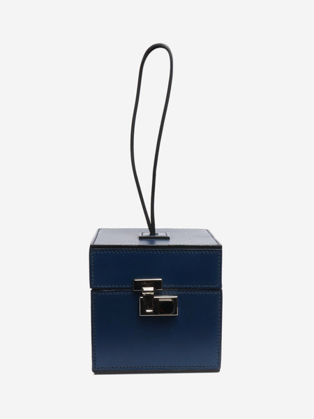 Navy leather box bag product image