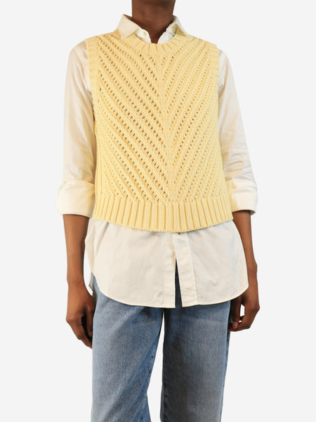 Yellow cotton chevron jumper vest - size S alternate image