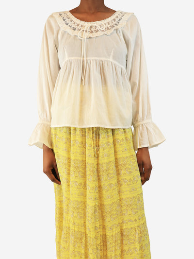 White sheer lace-trim top - size XS Tops Posse 