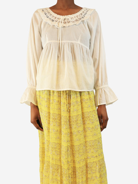 White sheer lace-trim top - size XS product image