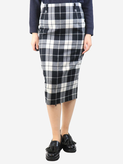 Black and white check wool midi skirt - size UK 8 Skirts Max Mara 